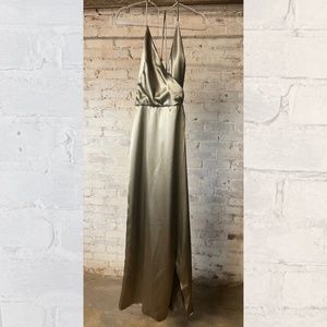 jenny yoo lana satin sage wrap style bridesmaid dress [size 14]